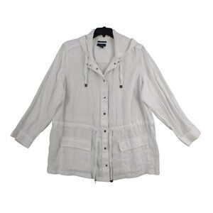 Rachel Rachel Roy Womens White Linen Hooded Jacket 2X